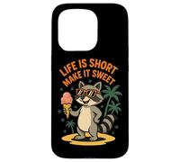 Life Is Short Make It Sweet Raccoon Ice Cream Fun Coque pour iPhone 15 Pro