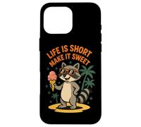Life Is Short Make It Sweet Raccoon Ice Cream Fun Coque pour iPhone 16 Pro Max