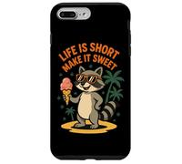 Life Is Short Make It Sweet Raccoon Ice Cream Fun Coque pour iPhone 7 Plus/8 Plus