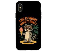 Life Is Short Make It Sweet Raccoon Ice Cream Fun Coque pour iPhone X/XS