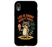 Life Is Short Make It Sweet Raccoon Ice Cream Fun Coque pour iPhone XR