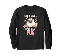 Life is Short Spoil Your Pug Cute Dog Mom Princess Crown Manche Longue