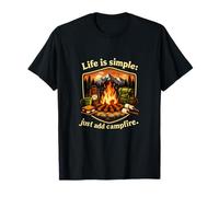 Life is Simple Just Add Campfire Badge de Camping T-Shirt