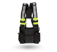 LIFE IS SIMPLE Poche de poitrine pour radio avec réflecteurs | Harnais de portage avec 4 poches | Convient comme poche pour appareil radio