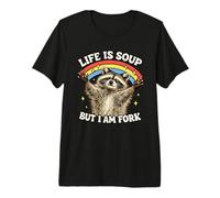 Life is Soup But I am Fork existentiel Dread Raccoon Meme T-Shirt Haut de Gamme