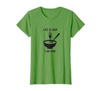 Life is Soup I Am Fork Décoration Murale Amusante pour Cuisine T-Shirt, Femme, Herbe, M