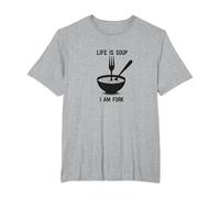 Life is Soup I Am Fork Décoration Murale Amusante pour Cuisine T-Shirt, Homme Grandes Tailles, Gris Chiné, 2X Tall