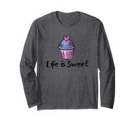 Life is Sweet Cupcake Illustration de Boulangerie Manche Longue