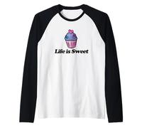 Life is Sweet Cupcake Illustration de Boulangerie Manche Raglan