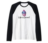 Life is Sweet Cupcake Illustration de Boulangerie Manche Raglan