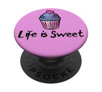Life is Sweet Cupcake Illustration de Boulangerie PopSockets PopGrip Adhésif