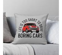 Life Is Too Short To Drive Boring Cars Taie d'oreiller carrée en polyester et lin velours