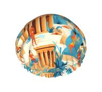 Life of the ancients Bonnet de douche pour femme, imperméable, réutilisable, avec cordon élastique lavable, adapté aux cheveux longs et aux tresses, idéal pour la douche.