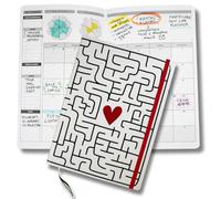 Life Planner, Agenda de motivation fabriqué en Italie, Agenda 12 mois, de janvier à décembre 2026, planificateur hebdomadaire et mensuel, espaces dédiés aux pensées et réflexions (Heart Maze, Grande)