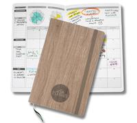 Life Planner, Agenda de motivation fabriqué en Italie, Agenda 12 mois, de janvier à décembre 2026, planificateur hebdomadaire et mensuel, espaces dédiés aux pensées et aux réflexions (Wood, Petite)