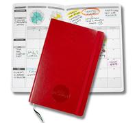 Life Planner, Agenda de motivation fabriqué en Italie, Agenda 12 mois, de janvier à décembre 2026, planificateur hebdomadaire et mensuel, espaces dédiés aux pensées et aux réflexions (Red Passion