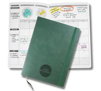 Life Planner, Agenda de motivation fabriqué en Italie, Agenda 12 mois, de janvier à décembre 2026, planificateur hebdomadaire et mensuel, espaces dédiés aux pensées et réflexions (Abetone Green