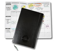 Life Planner, Agenda de motivation fabriqué en Italie, Agenda 16 mois, de septembre 2025 à décembre 2026, planificateur hebdomadaire et mensuel, espaces dédiés aux pensées et réflexions (Classic Black