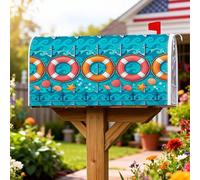 Life Preserver Housse de boîte aux lettres magnétique pour décoration de porte d'entrée, motif ancres nautiques d'été, turquoise, 45,7 x 53,3 cm