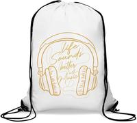 Life Sounds Better With Music Sac de gym avec logo pour écouteurs Blanc