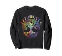 Life Tree Moon Phases Vintage Bohème Spirituel Noir Sweatshirt