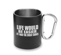 Life Would Be Easier If Cheat Codes Tasse de jeu en métal avec poignée mousqueton, tasse de camping