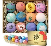 LifeAround2Angels Coffret cadeau bombes de bain 12 fizzies, beurre de karité et de coco, hydratant pour la peau sèche, parfait pour le bain moussant et spa.