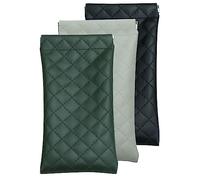 LifeArt 3 Pack Squeeze Top pochette lunettes de soleil Portable étui cuir PU souple (Noir + Blanc + Vert)
