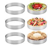 LIFEASY STORE 6 Pièces Cercle à Tartelette, Ø 8 cm Cercle à Pâtisserieen, Moule Tarte en Acier Inoxydable 430, Cercle a Tarte Perforé pour Pâtisseries, Mousse, Mini Gâteaux, Mini Pizzas, Muffins