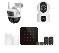 LIFEBOX Alarme Maison WiFi et GSM 4G sans Fil connectée CASA Noire avec 2 caméras Double Objectif, kit 1, Noir et Blanc