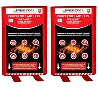 LIFEBOX Couverture Anti-Feu 1,2m x 1,8m (Lot de 2)