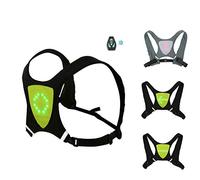 LIFEBOX - Gilet de Sécurité Clignotant LED Lumineux - Accessoire de Sécurité pour Vélo - Dossard de Signalisation pour Cycliste - Signal de Direction - Harnais de Visibilité - Noir et Vert