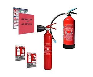 LIFEBOX JOD1 - Pack de Sécurité Incendie ERP - 1 Extincteur 6l AB et 1 Extincteur CO2 2kg - Panneaux Signalétiques - Kit Anti-Feu - Idéal pour Commerce, Bateau et Camping Car