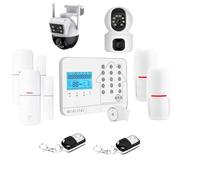 LIFEBOX Kit Alarme Maison connectée sans Fil WiFi Box Internet et GSM Futura Blanche Smart Life et 2 caméras Double Objectif, Blanc