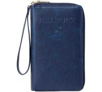 LIFECOSM Rowgins Multi-Functional RFID Passport Wallet, Passport Holder for Travel Essentials, Secure Id Card Organizer with Anti-Theft Protection for Women and Men (Dark Blue)