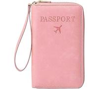 LIFECOSM Rowgins Multi-Functional RFID Passport Wallet, Passport Holder for Travel Essentials, Secure Id Card Organizer with Anti-Theft Protection for Women and Men (Pink)