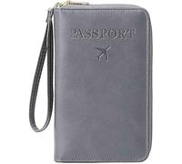 LIFECOSM Rowgins Multi-Functional RFID Passport Wallet, Passport Holder for Travel Essentials, Secure Id Card Organizer with Anti-Theft Protection for Women and Men (Gray)