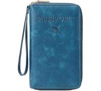 LIFECOSM Rowgins Multi-Functional RFID Passport Wallet, Passport Holder for Travel Essentials, Secure Id Card Organizer with Anti-Theft Protection for Women and Men (Peacock Blue)