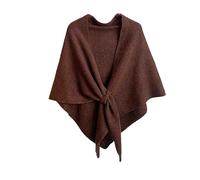 LIFECOSM Women’s Pashmina Solid Color Shawl, Women Knitted Shawls and Wraps, Front Poncho Sweater for Daily Use (Brown)