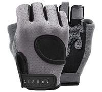 LIFECT Essential Gants d'entraînement respirants, mitaines d'haltérophilie avec dos ouvert incurvé, pour dynamophilie, crossfit, femmes et hommes (gris, taille XS)