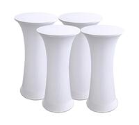 LIFEDX Housse Mange Debout Table de Bar Ronde Nappe Mange Debout Protection Extensible 60x110 cm,Stretch Housse de Table de Bistrot Ronde Reception pour Mariage,Banquet,Fête en Plein,Blanc,4Pcs