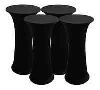 LIFEDX Housse Mange Debout Table de Bar Ronde Nappe Mange Debout Protection Extensible 60x110 cm,Stretch Housse de Table de Bistrot Ronde Reception pour Mariage,Banquet,Fête en Plein,Noir,4Pcs