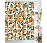 Lifeel Lot de 12 Rideaux de Douche Ronds en Tissu imperméable avec 12 Crochets Orange Vert