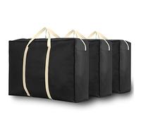 Lifeforce 3 Pièces Sac de Rangement pour Couettes et Oreillers, Sac de Transport Sac pour la Literie ou Les Coussins de Chaise de Jardin, Sac de Transport Avec Double Fermeture Éclair(Noir, 100L)
