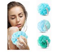 Lifeforce Lot de 3 éponges de douche en luffa - Grande éponge en luffa pour la peau propre - Confortable et douce - Éponge de douche exfoliante en maille - Couleurs épaisses et luxueuses