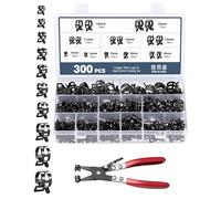 Lifegogo 300 Pcs Collier de Serrage Durite, Kit Assortiment 5-18mm en Acier Zingué Haute Résistance avec Pince Spéciale, Collier à Ressort pour Tuyau Carburant, Moto, Voiture, Tuyau d'Arrosage