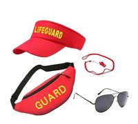 Lifeguard Costume - Tenue D'Été Réglable, Kit D'Accessoires De Style Baywatch | Uniforme De Sauvetage Sur La Plage Avec Viseur De Soleil, Paquet De Flammes, Lunettes De Soleil Rétro Fisc