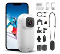 LIFEJXWEN Caméra Action Mini 360° 1080P - Caméra Sport Polyvalente Étanche 30m, WiFi, App Compatible Vlog, Équipement Moto/Vélo/Équitation, Accessoires Complets Inclus (Blanc)