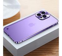 LIFEKA Coque de Cadre en métal galvanisé de Luxe pour iPhone 11 12 13 14 Pro Max 12 13 Mini 14Plus Coque arrière en Acrylique givré pour téléphone, Violet 1, pour iPhone 12