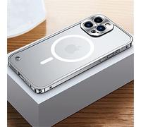 LIFEKA Coque de Cadre en métal galvanisé de Luxe pour iPhone 11 12 13 14 Pro Max 12 13 Mini 14Plus Coque arrière en Acrylique givré pour téléphone, Argent 2, pour iPhone 13Pro Max